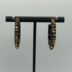 Black & Gold Crystal Hoop Earrings